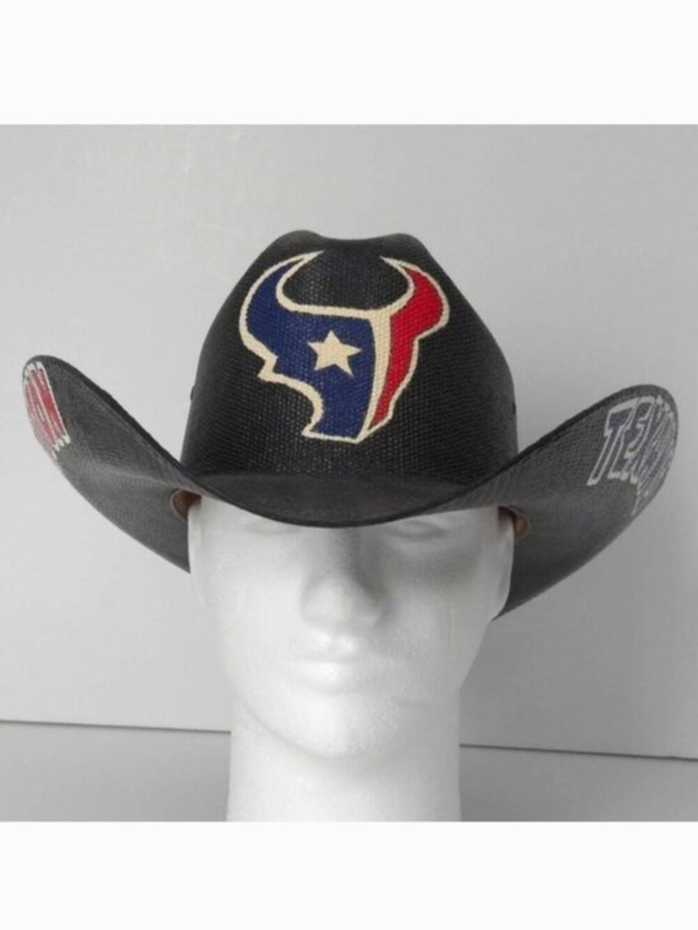 Resistol Double RR 7X Black Straw NFL Texans Hand Painted Western Cowboy Hat 7.5